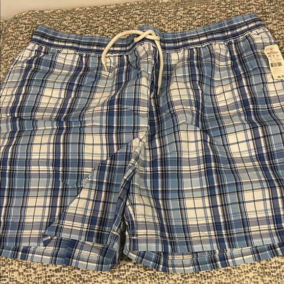 Polo Ralph Lauren Blue and White Plaid Swim Trunks - Picture 1 of 1